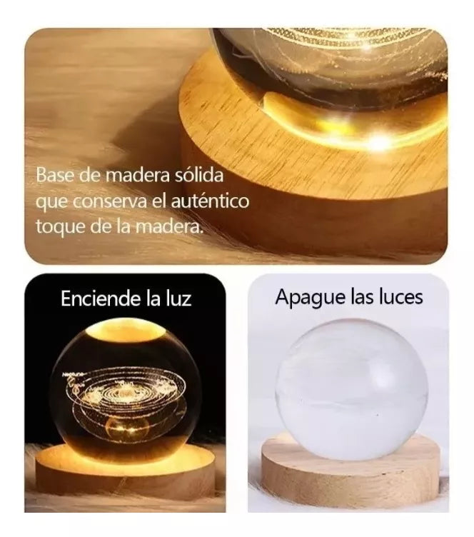 Orbit 3D - Esfera Lámpara de Cristal 3D con Luz LED