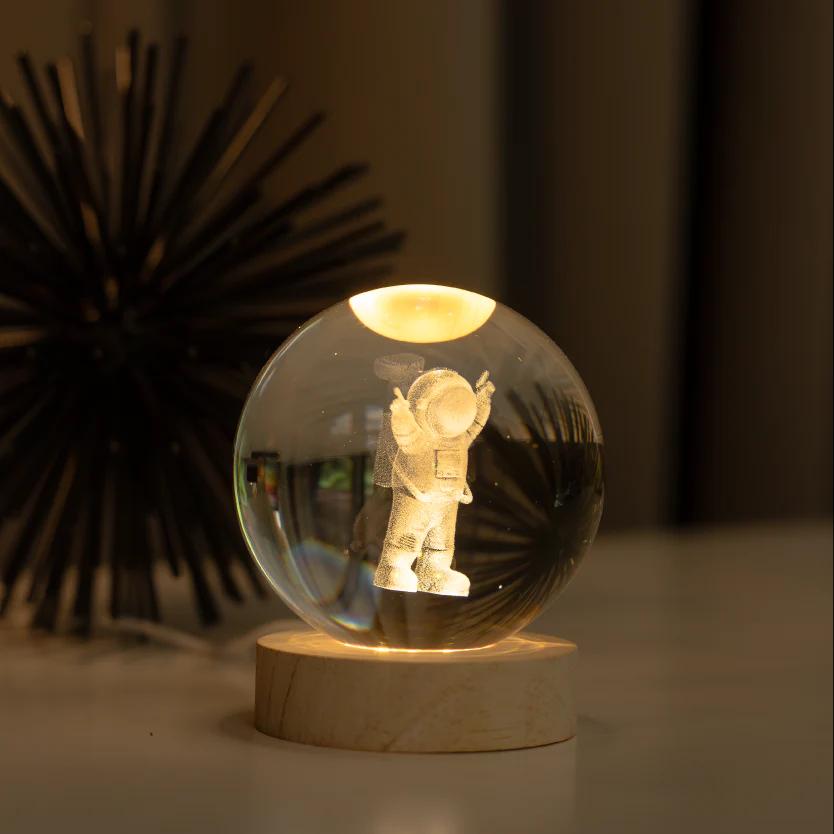 Orbit 3D - Esfera Lámpara de Cristal 3D con Luz LED