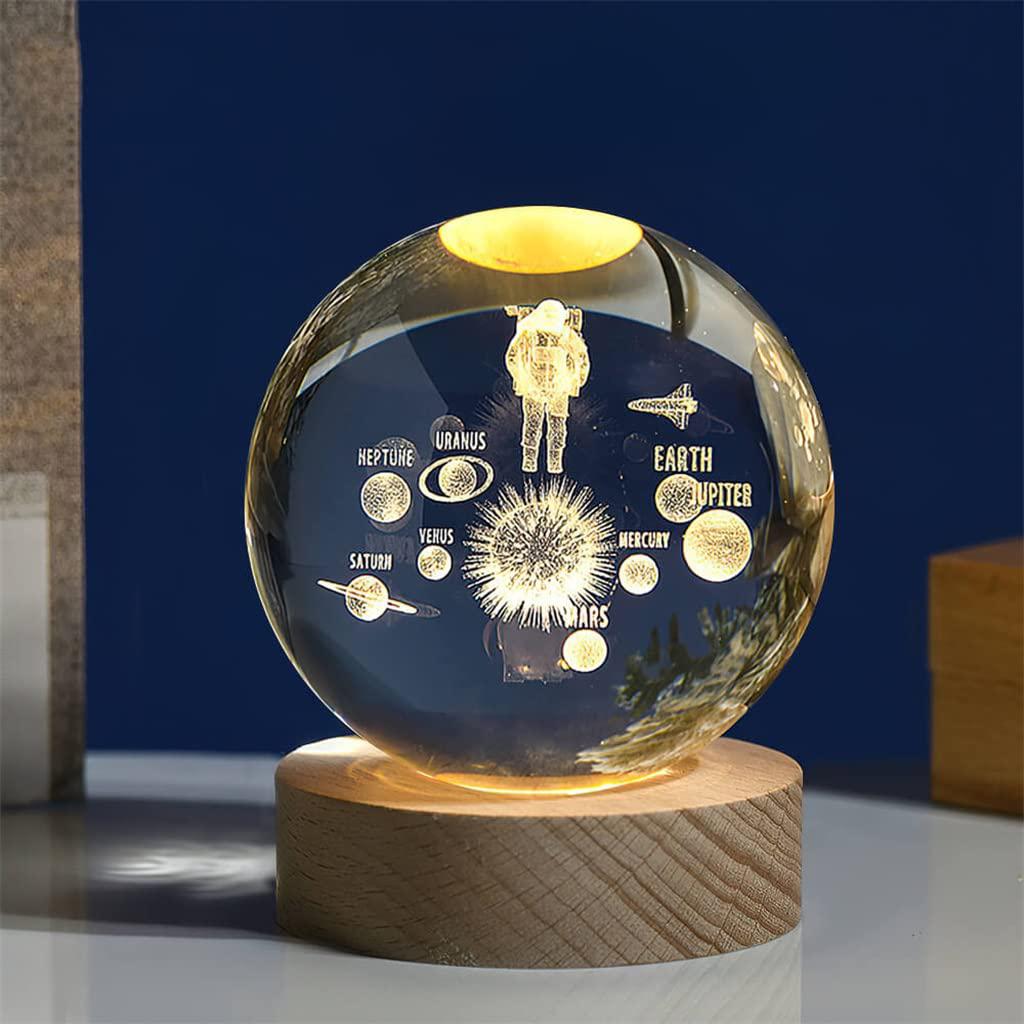 Orbit 3D - Esfera Lámpara de Cristal 3D con Luz LED