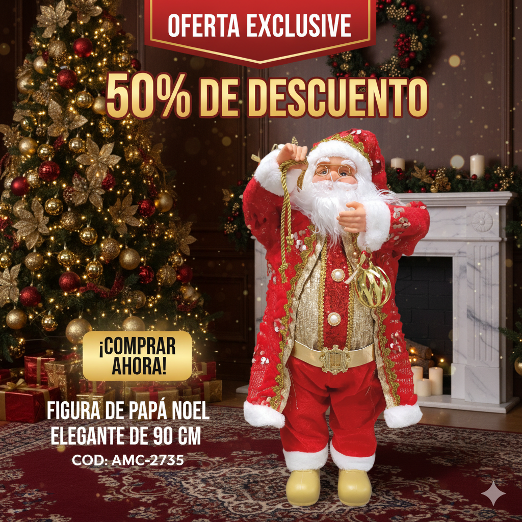 PROMO Santa 90 CM DE ALTO + Funda para almohada versión navideña