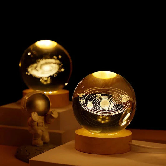 Orbit 3D - Esfera Lámpara de Cristal 3D con Luz LED