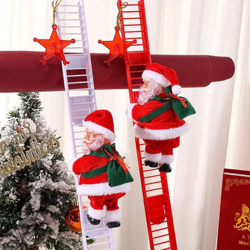 Santa en escalera con movimiento y musical
