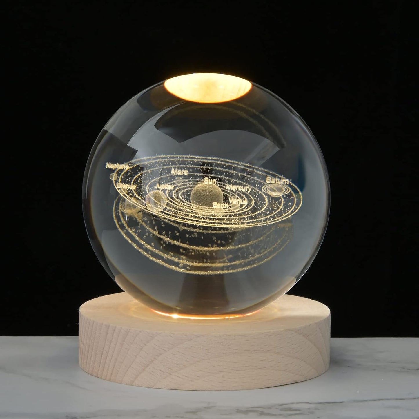 Orbit 3D - Esfera Lámpara de Cristal 3D con Luz LED