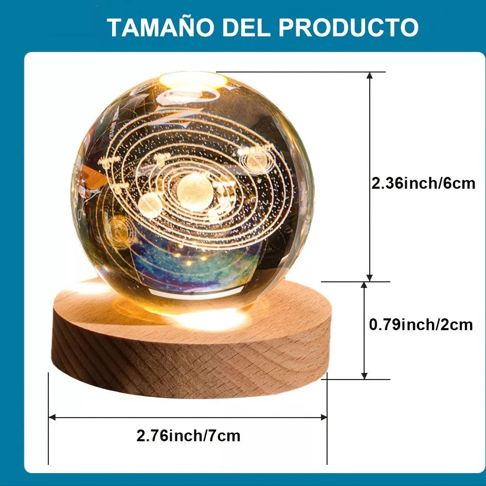 Orbit 3D - Esfera Lámpara de Cristal 3D con Luz LED