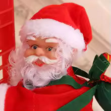 Santa en escalera con movimiento y musical