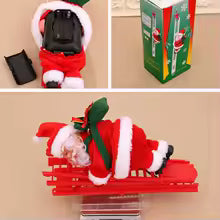 Santa en escalera con movimiento y musical